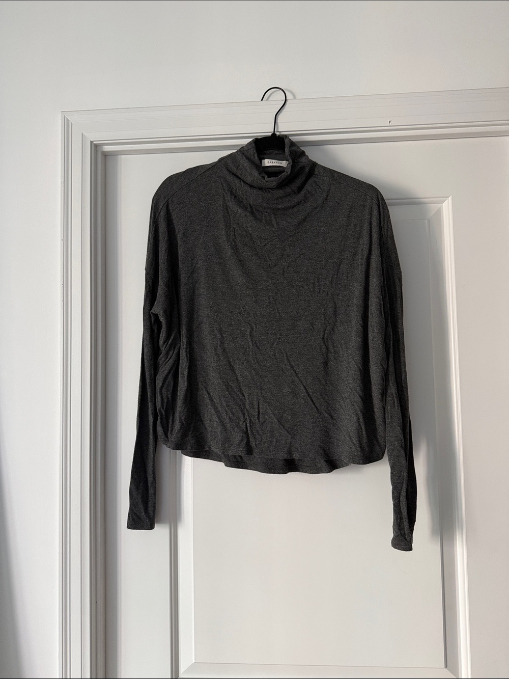 Aritzia Charcoal Gray Long-Sleeve Turtleneck Top